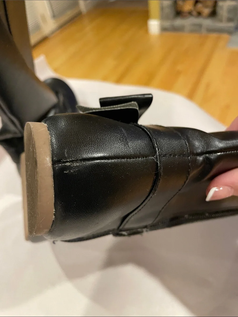 Gymboree Black Girls Tall Faux-Leather Boots with Side Bow
